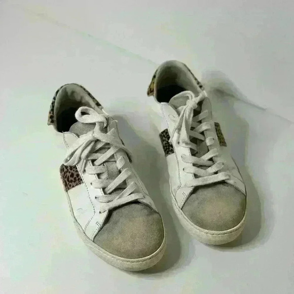 air & grace Shoes - AIR & GRACE CRU LEATHER TRAINERS - WHITE & CHEETAH SNEAKERS